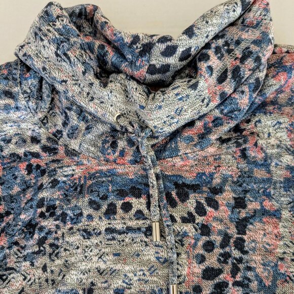 RUBY RD. Women's Long Sleeve Cowl Neck Top  Size M  Blue Multi Print - Picture 3 of 6
